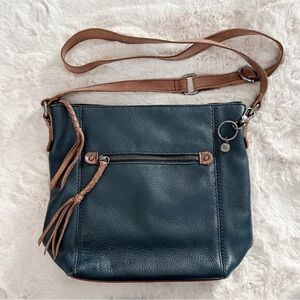 THE SAK Navy Leather Ashland Crossbody Bag Has a boho look- great with jeans!